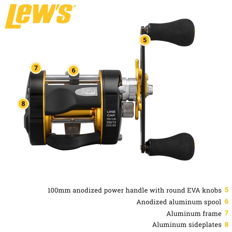 Lew's Speed Cast 5.3:1 Right Hand Casting Reel, Black/Gold - Image 3